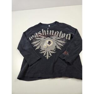 Washington Redskins Shirt Womens XL Black NFL Football Thermal Waffle Top